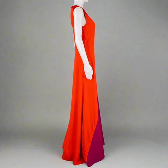GIVENCHY Size 2 Red Purple Viscose Blend Sleeveless Gown Dress - Picture 2 of 6